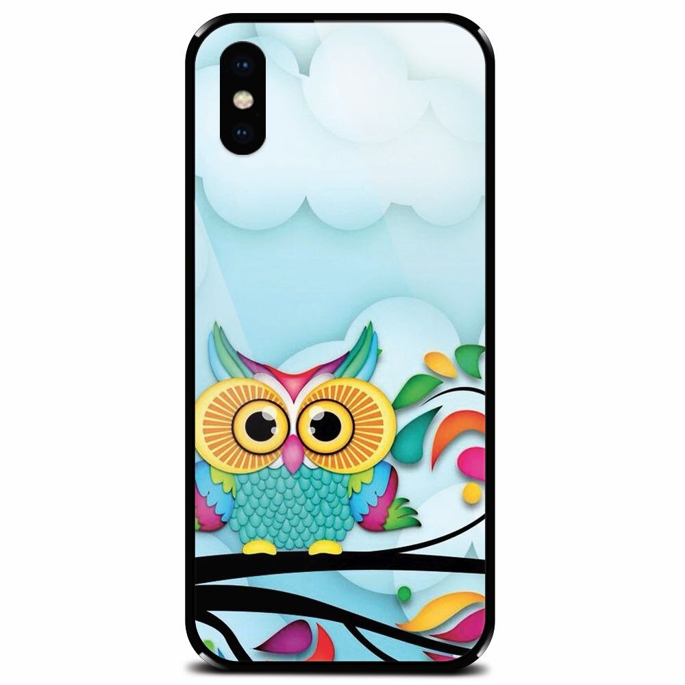 Husa din sticla securizata pentru Apple iPhone XS, Owl 102