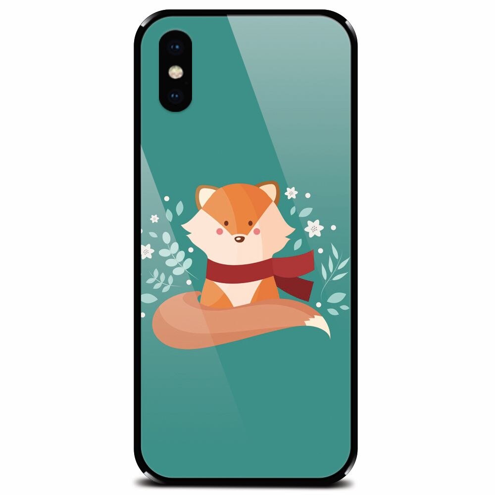 Husa din sticla securizata pentru Apple iPhone XS, Winter Fox