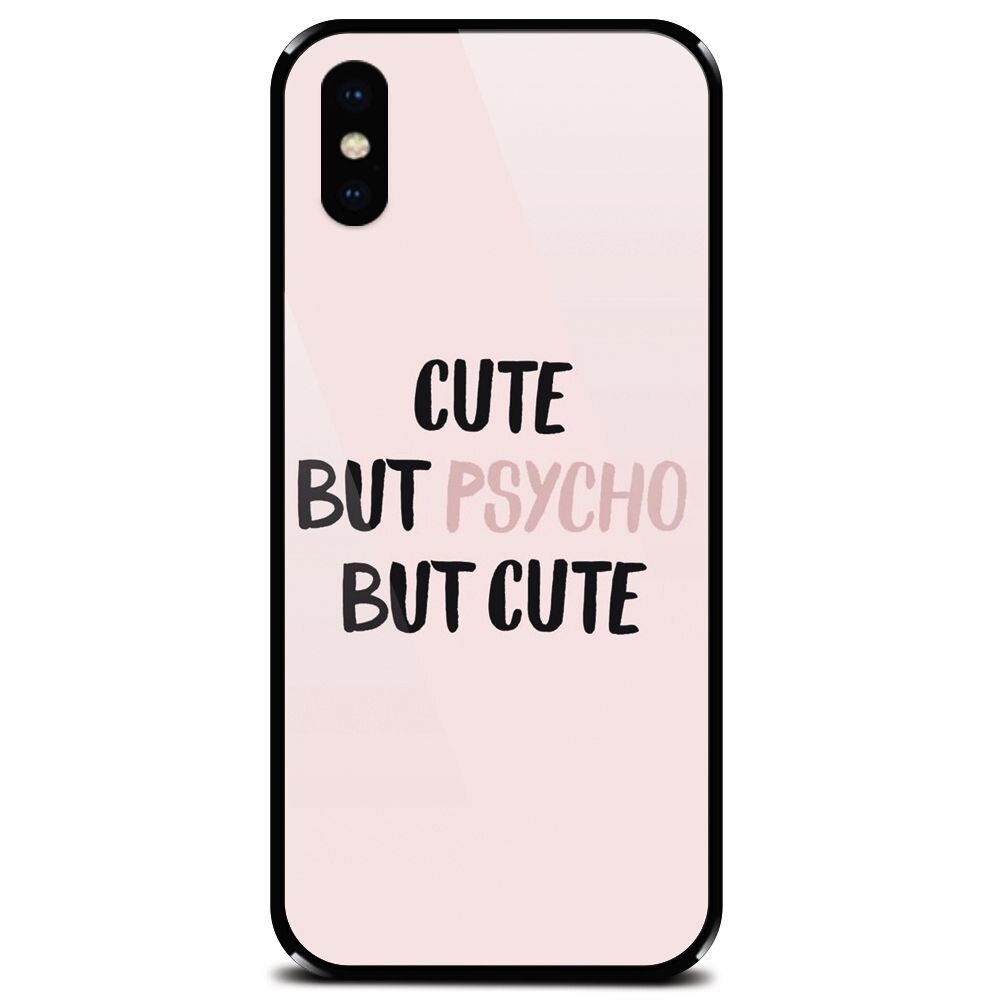 Husa din sticla securizata pentru Apple iPhone X, Cute But Psycho
