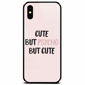 Husa din sticla securizata pentru Apple iPhone XS Max, Cute But Psycho Husa din sticla securizata pentru Apple iPhone XS Max, Cute But Psycho