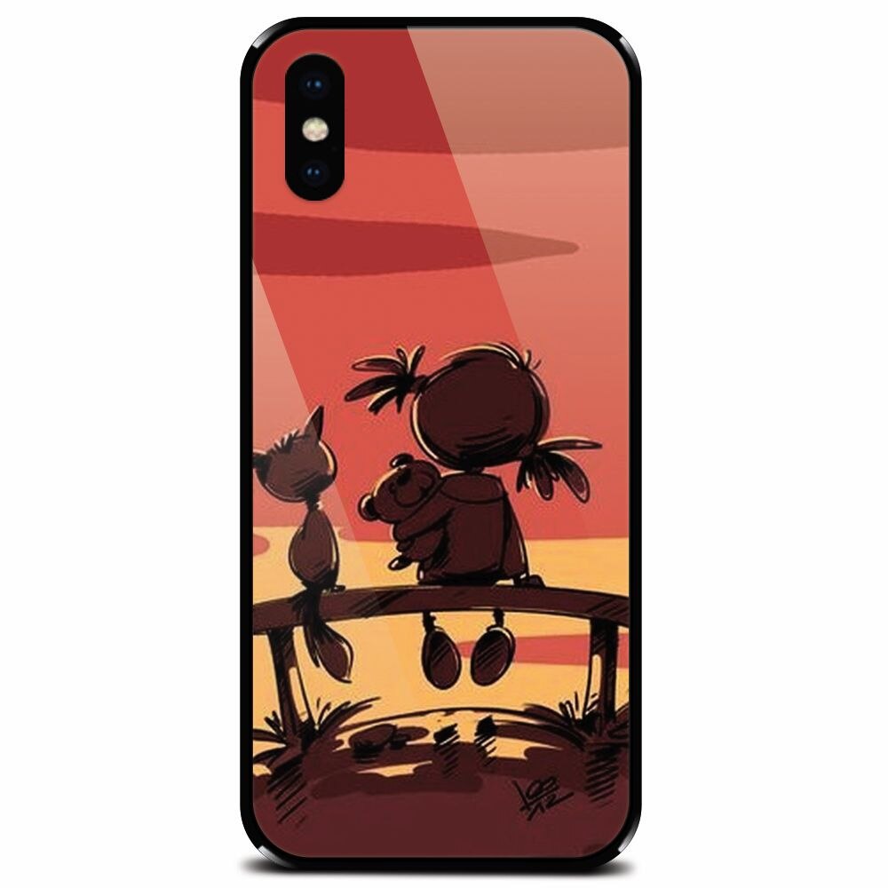 Husa din sticla securizata pentru Apple iPhone XS, Lovely Sunsets