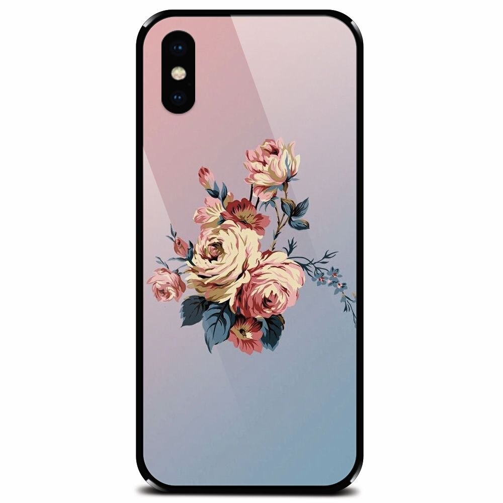 Husa din sticla securizata pentru Apple iPhone X, Roses