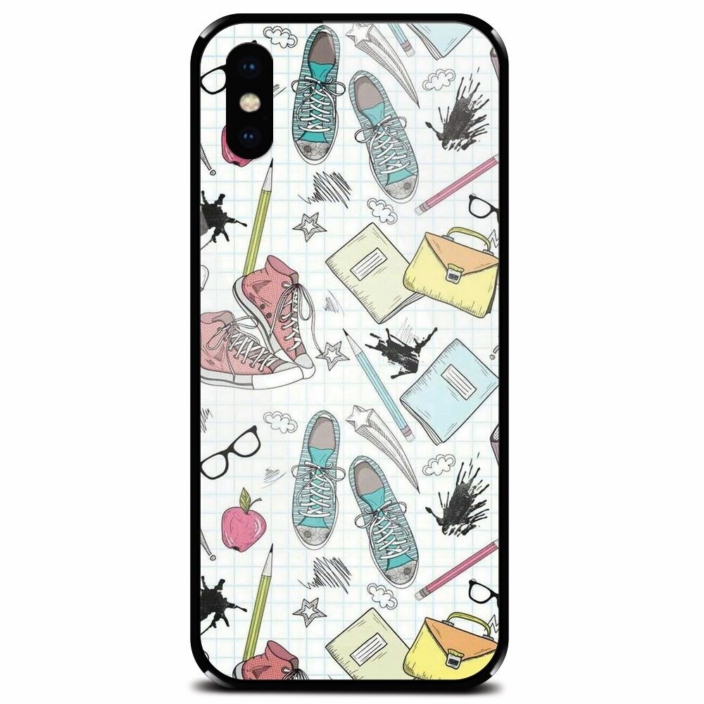 Husa din sticla securizata pentru Apple iPhone XS, School