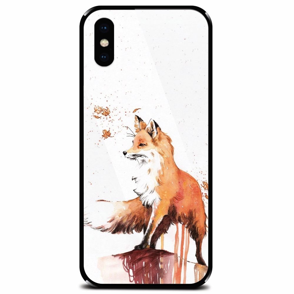 Husa din sticla securizata pentru Apple iPhone XS, Fox 101