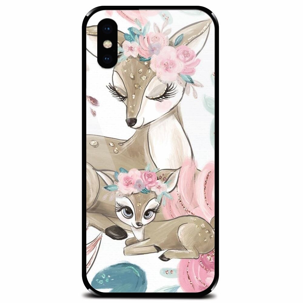 Husa din sticla securizata pentru Apple iPhone X, Deers