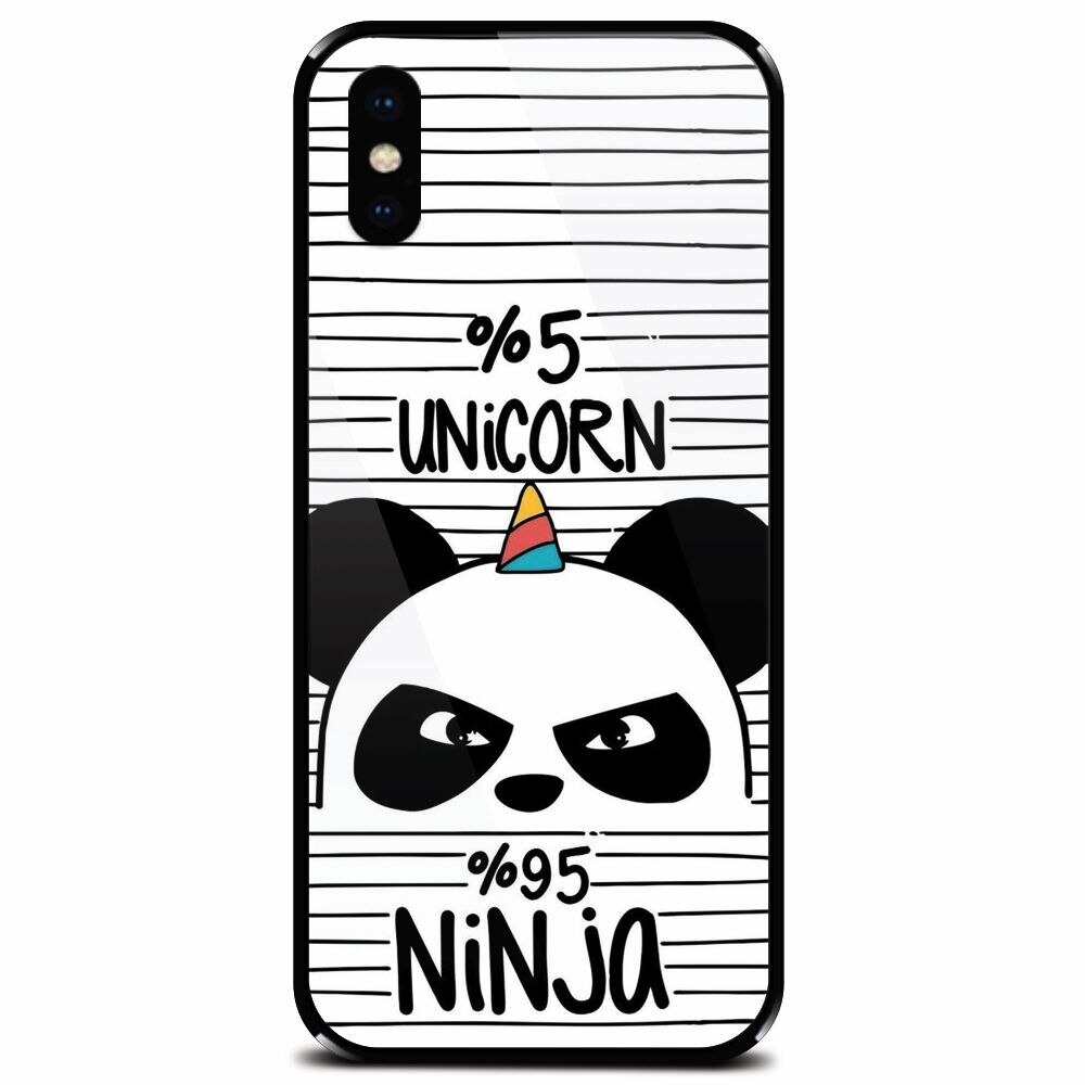 Husa din sticla securizata pentru Apple iPhone X, Unicorn Ninja