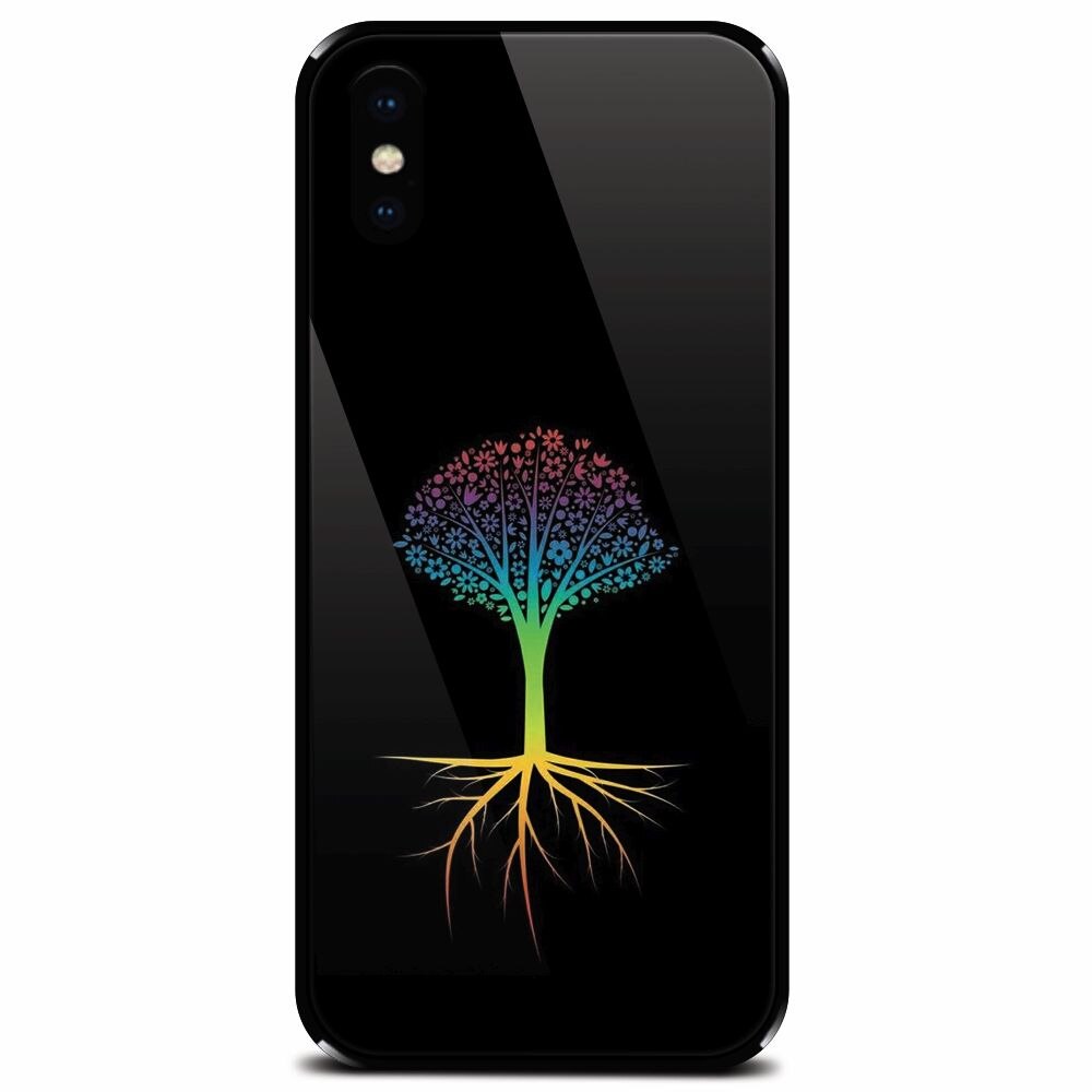 Husa din sticla securizata pentru Apple iPhone XS, Tree 001