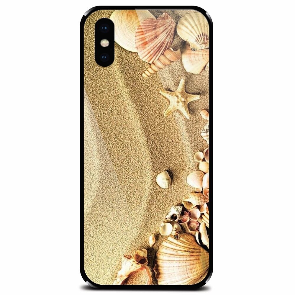 Husa din sticla securizata pentru Apple iPhone XS, Beach Sand Gold