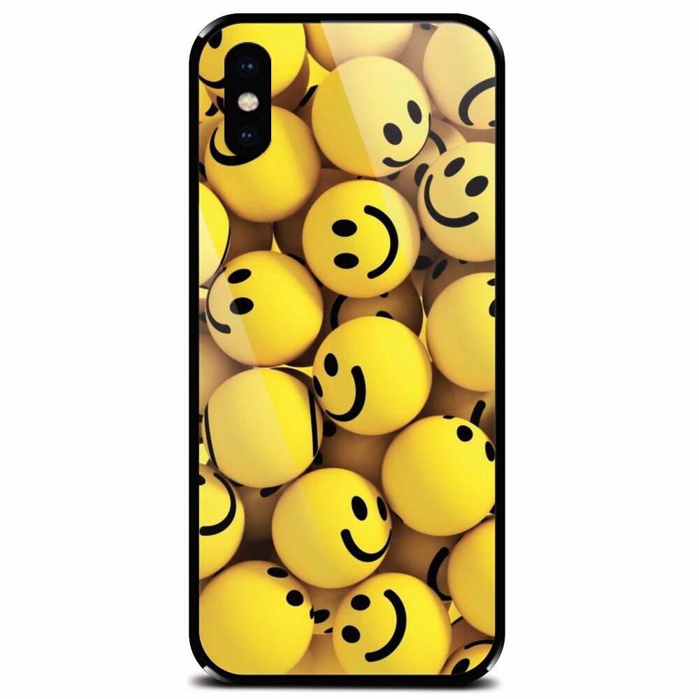 Husa din sticla securizata pentru Apple iPhone X, Smiles 002