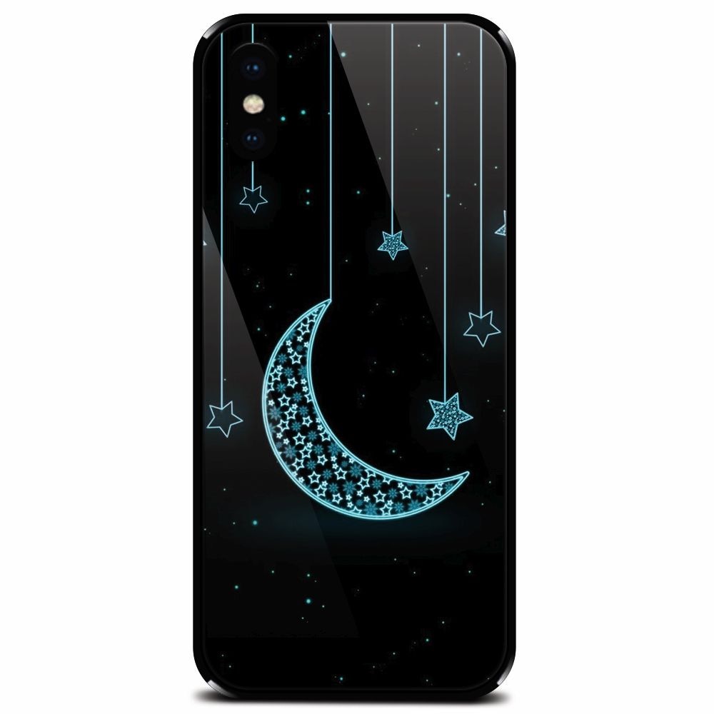 Husa din sticla securizata pentru Apple iPhone XS, Moon