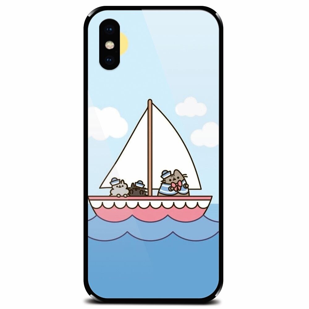 Husa din sticla securizata pentru Apple iPhone XS, Happy Sailors