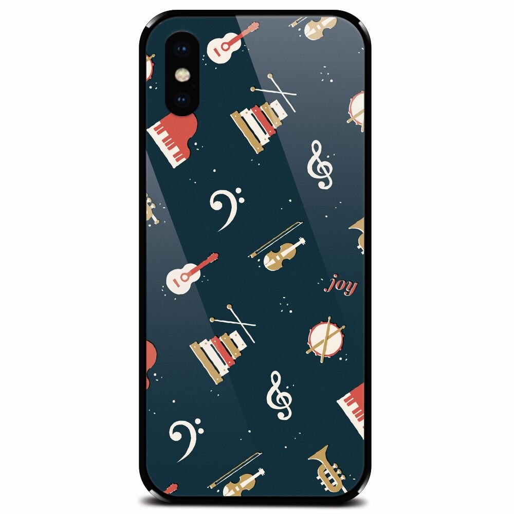 Husa din sticla securizata pentru Apple iPhone XS Max, Music Joy