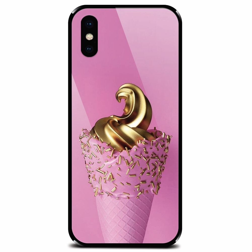 Husa din sticla securizata pentru Apple iPhone XS Max, Icecream Gold