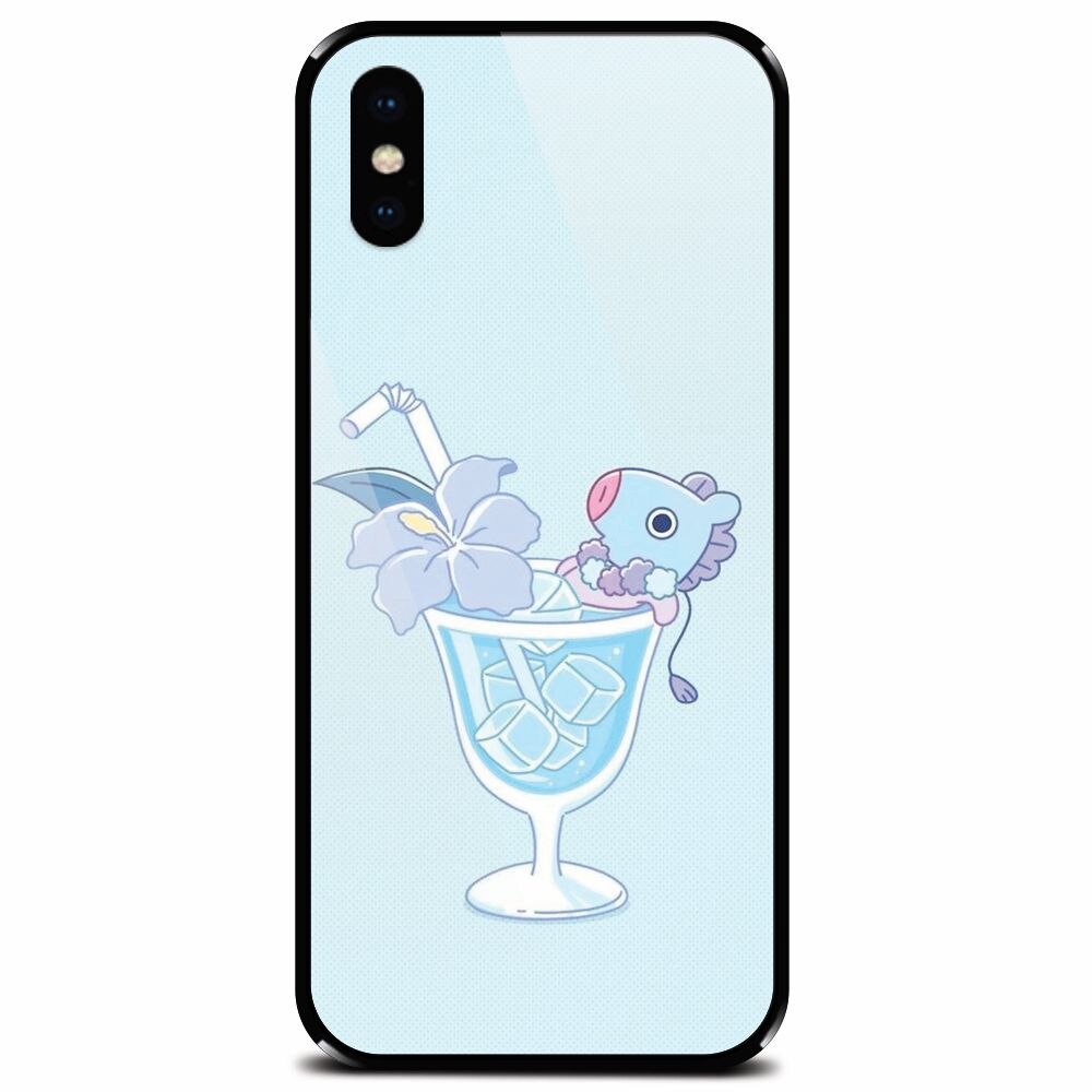 Husa din sticla securizata pentru Apple iPhone XS, Coktail