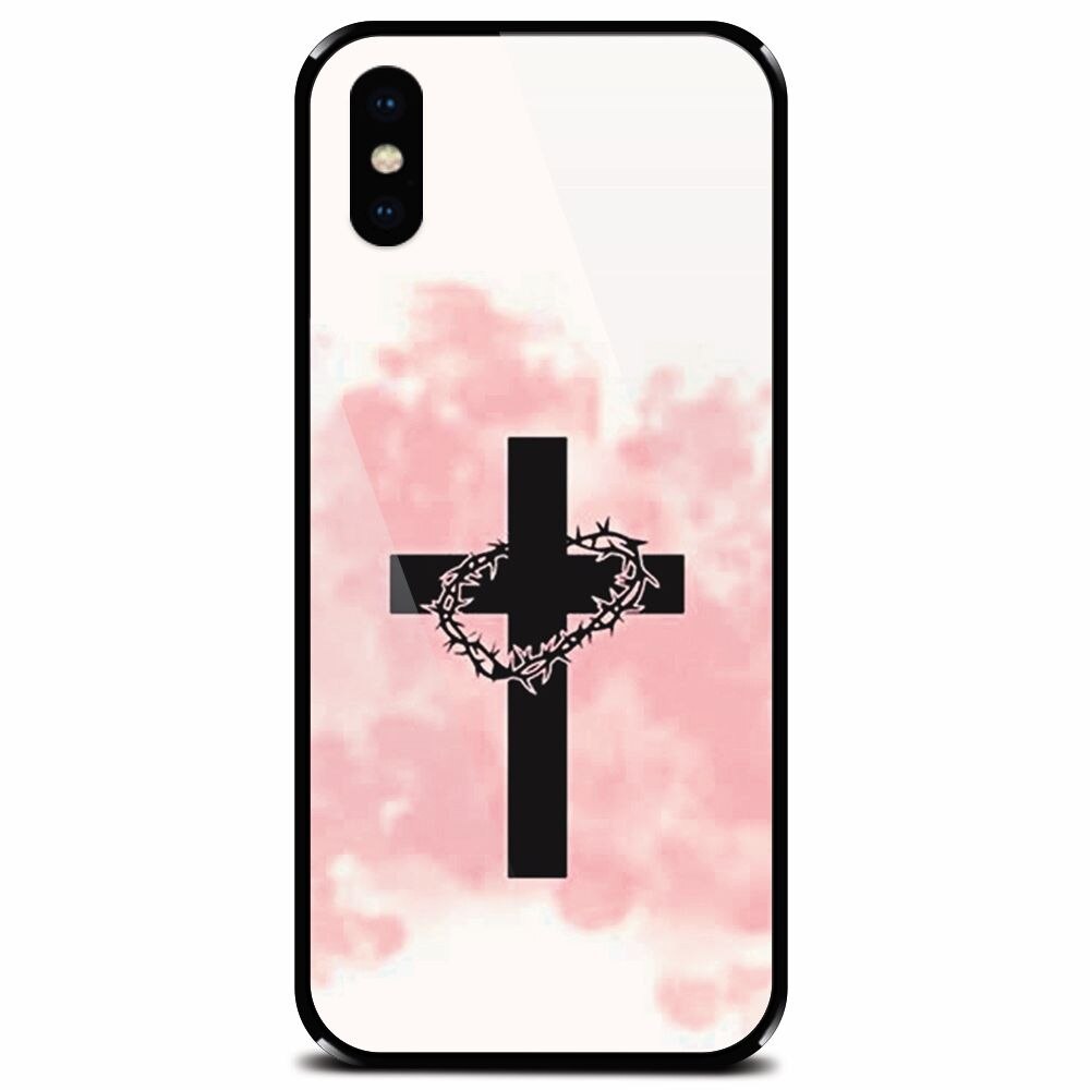 Husa din sticla securizata pentru Apple iPhone XS, Cross