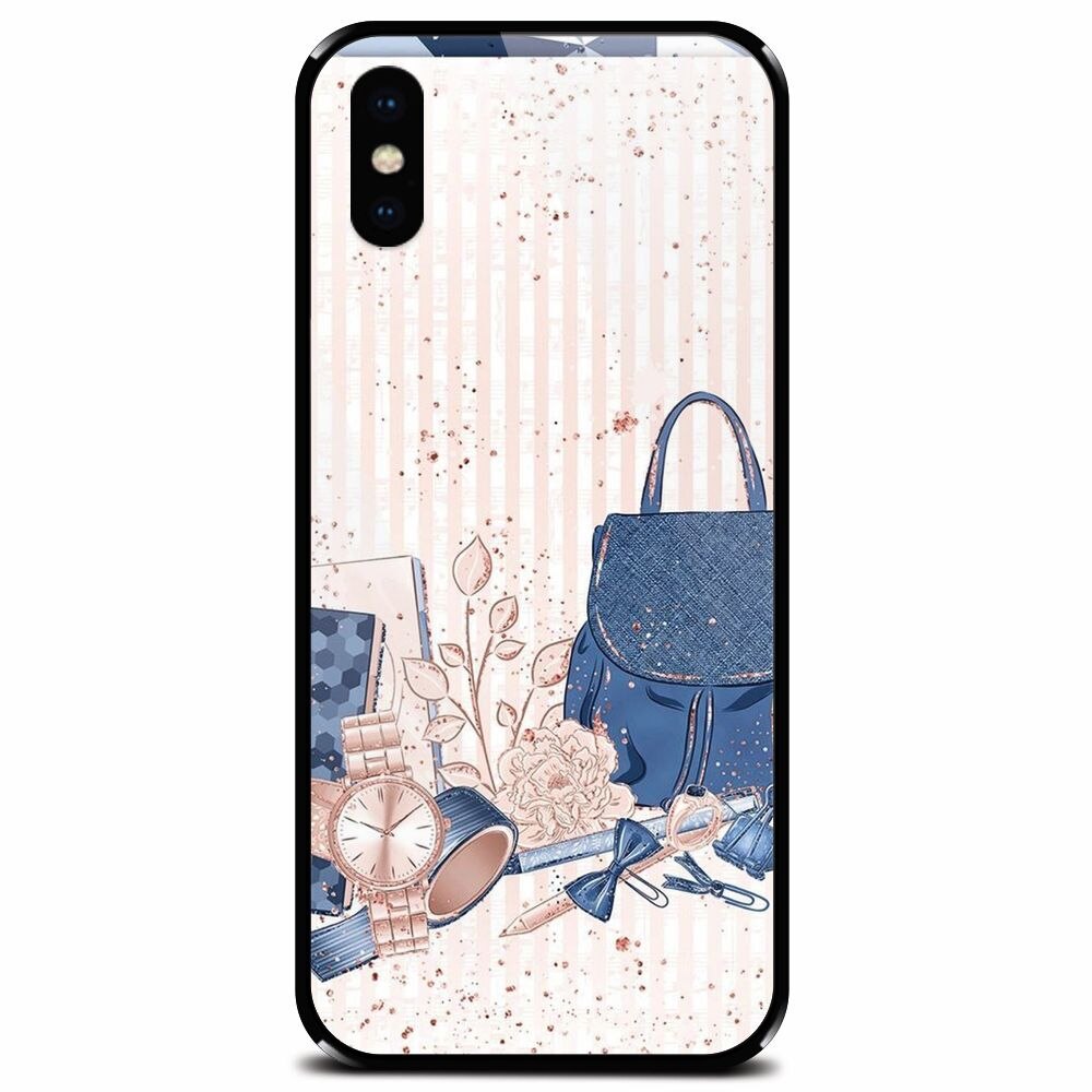 Husa din sticla securizata pentru Apple iPhone X, Girl Accesories
