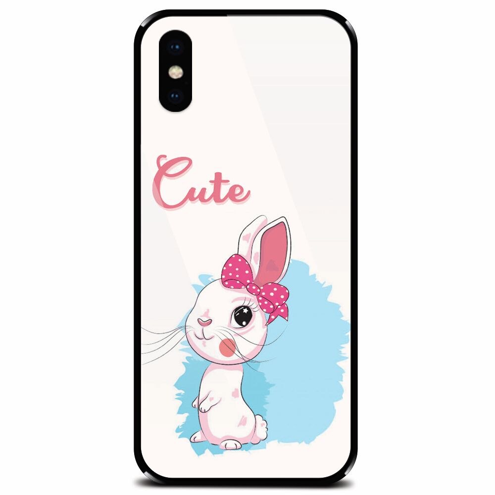 Husa din sticla securizata pentru Apple iPhone X, Rabbit