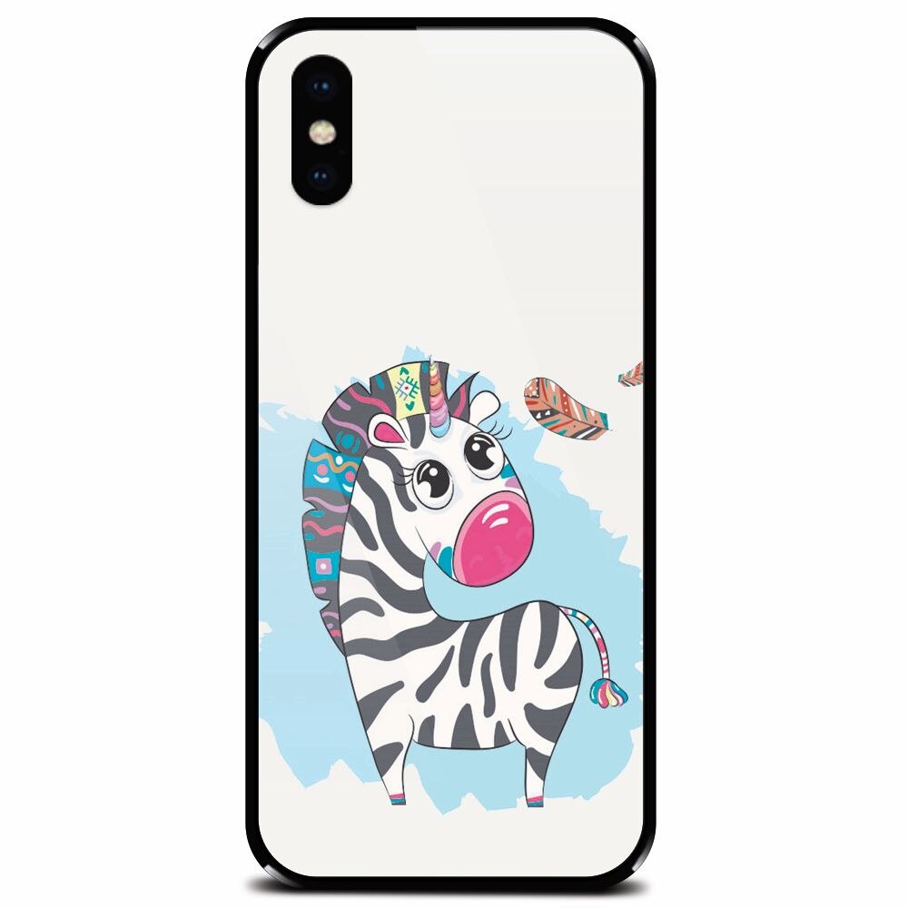 Husa din sticla securizata pentru Apple iPhone XS, Zebra