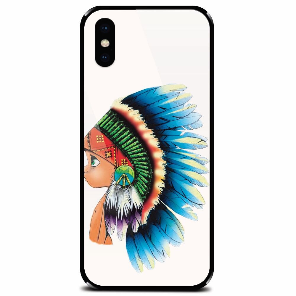 Husa din sticla securizata pentru Apple iPhone XS, Indian Boy
