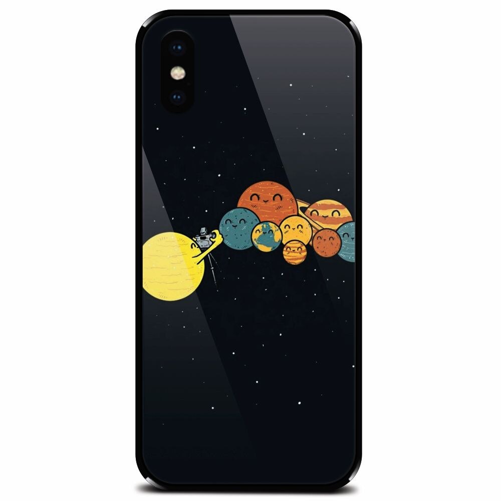 Husa din sticla securizata pentru Apple iPhone XS, Selfie Planet