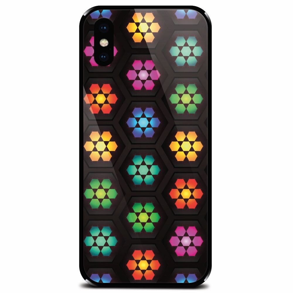 Husa din sticla securizata pentru Apple iPhone XS, Kaleidoscope Mosaic Patterns