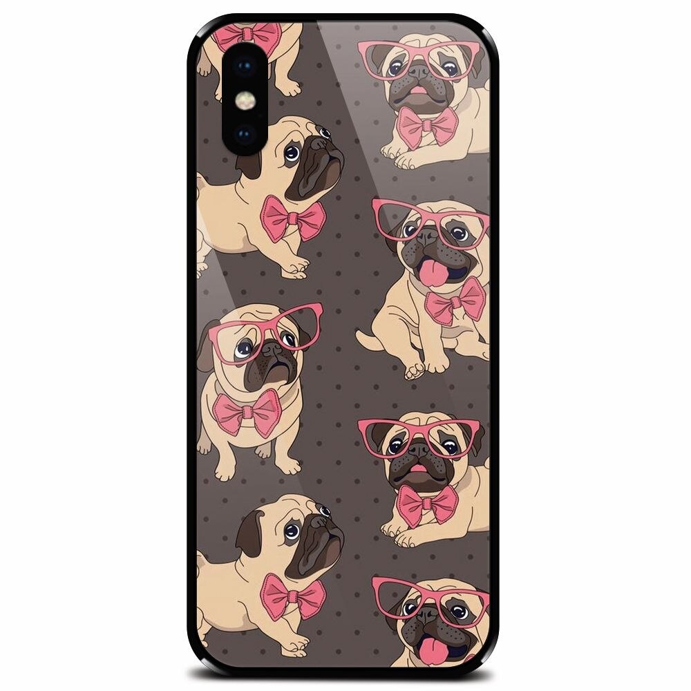 Husa din sticla securizata pentru Apple iPhone XS, Pretty Puppy