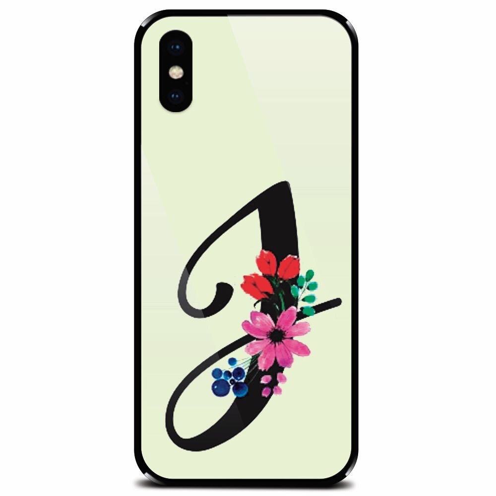 Husa din sticla securizata pentru Apple iPhone XS, Litera J