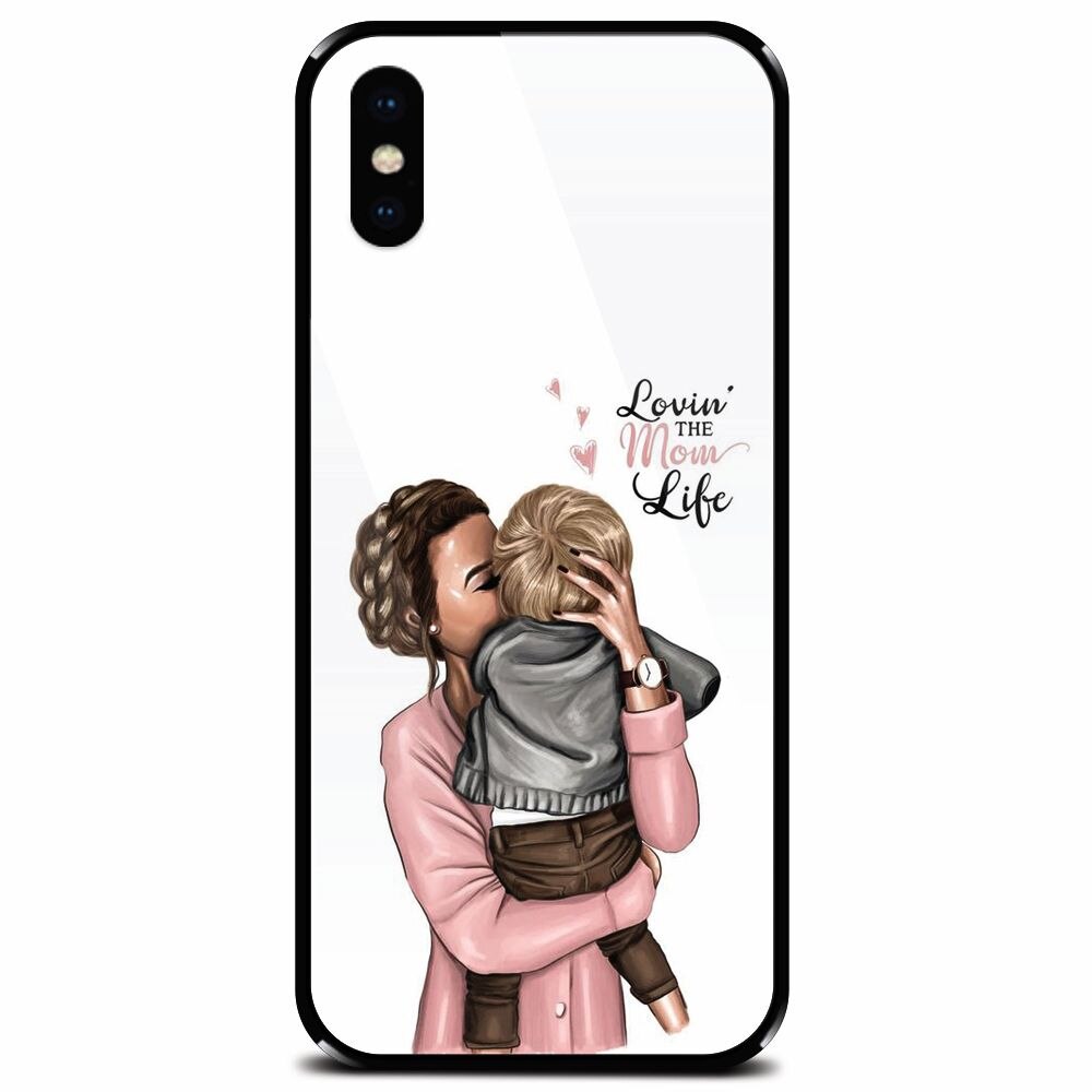 Husa din sticla securizata pentru Apple iPhone XS, Loving Mother