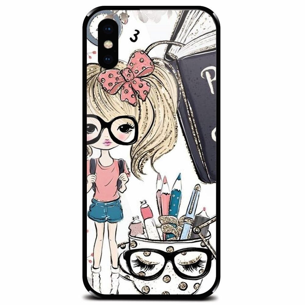 Husa din sticla securizata pentru Apple iPhone X, School Girl