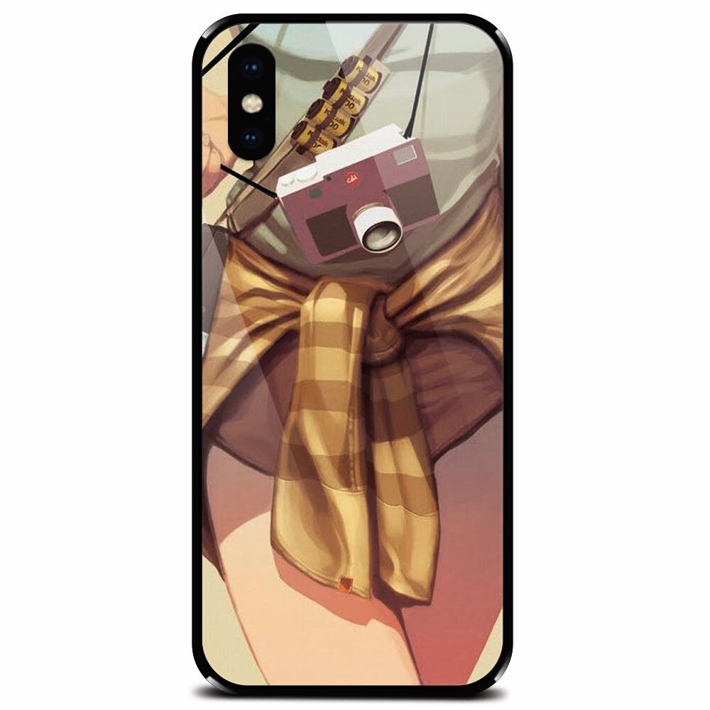 Husa din sticla securizata pentru Apple iPhone X, Photograph Girl