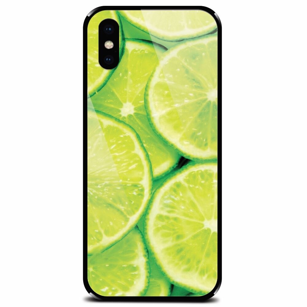 Husa din sticla securizata pentru Apple iPhone XS, Lime