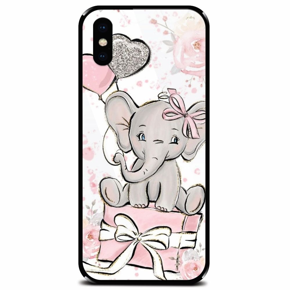 Husa din sticla securizata pentru Apple iPhone XS, Elefant