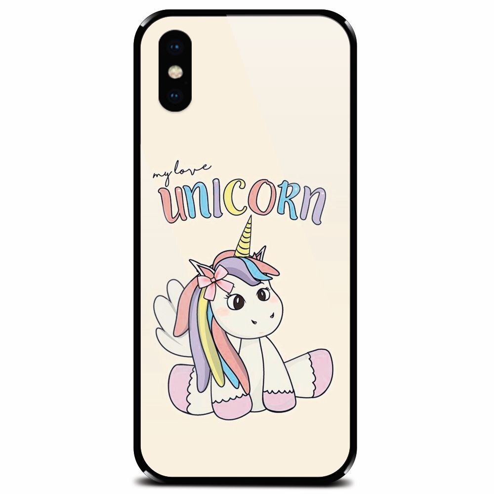 Husa din sticla securizata pentru Apple iPhone XS, My Love Unicorn