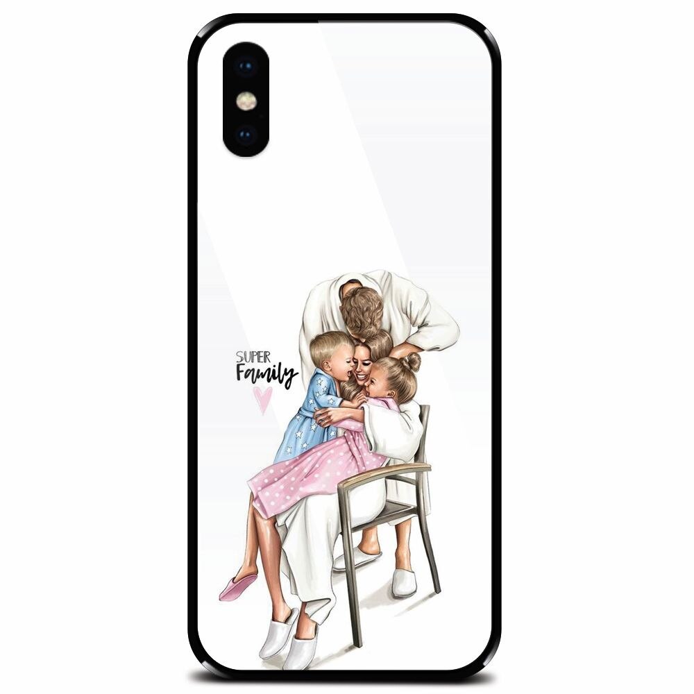 Husa din sticla securizata pentru Apple iPhone X, Super Family