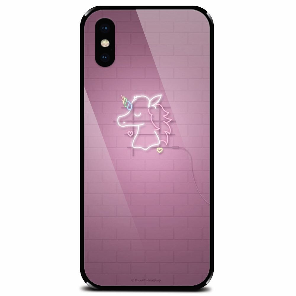 Husa din sticla securizata pentru Apple iPhone XS, Light Unicorn