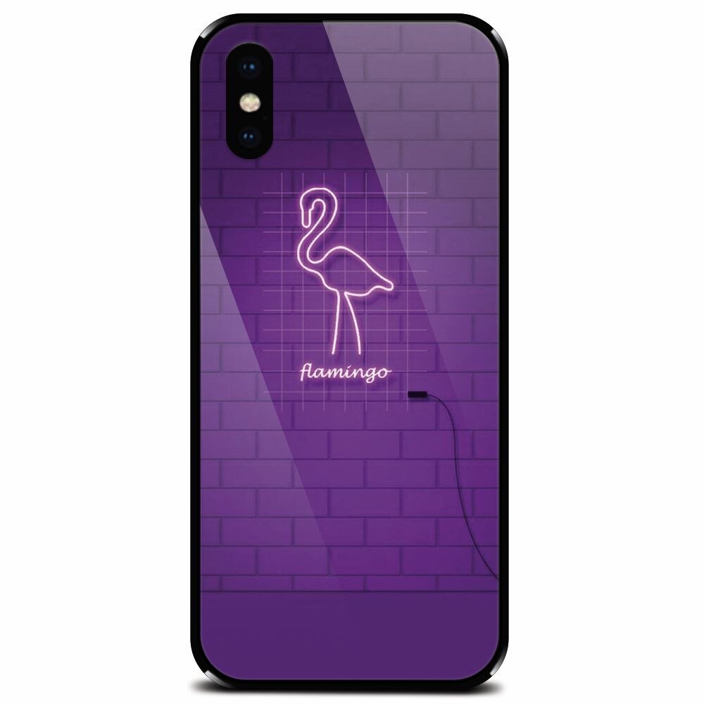 Husa din sticla securizata pentru Apple iPhone XS, Light Flamingo
