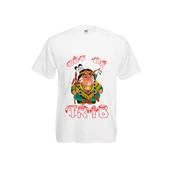 Tricou barbatesc Fruit of the loom haios personalizat Indian capetenie caricatura sef de trib ,alb, XL Tricou barbatesc Fruit of the loom haios personalizat Indian capetenie caricatura sef de trib ,alb, XL