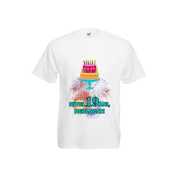 Tricou barbatesc personalizat Fruit of the loom aniversar Nivel 19 ani, deblocat, alb, L Tricou barbatesc personalizat Fruit of the loom aniversar Nivel 19 ani, deblocat, alb, L