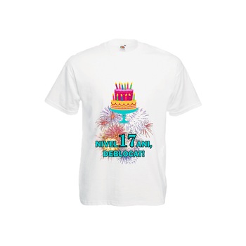 Tricou barbatesc personalizat Fruit of the loom aniversar Nivel 17 ani, deblocat ,alb,2XL Tricou barbatesc personalizat Fruit of the loom aniversar Nivel 17 ani, deblocat ,alb,2XL