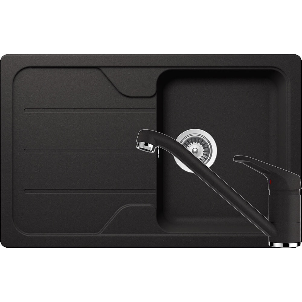 Kit chiuveta Schock Formhaus D-100S 780 x 500 mm si baterie Schock Cosmo Nero Cristalite