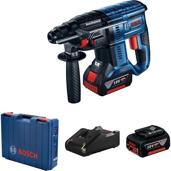 Ciocan rotopercutor pe acumulator Bosch Professional SDS Plus GBH 180-LI, 18 V, 1.7 J, 4550 PPM, 1800 RPM, 2 acumulatori, 1 incarcator, set 11 piese SDS Plus, valiza profesionala Ciocan rotopercutor pe acumulator Bosch Professional SDS Plus GBH 180-LI, 18 V, 1.7 J, 4550 PPM, 1800 RPM, 2 acumulatori, 1 incarcator, set 11 piese SDS Plus, valiza profesionala