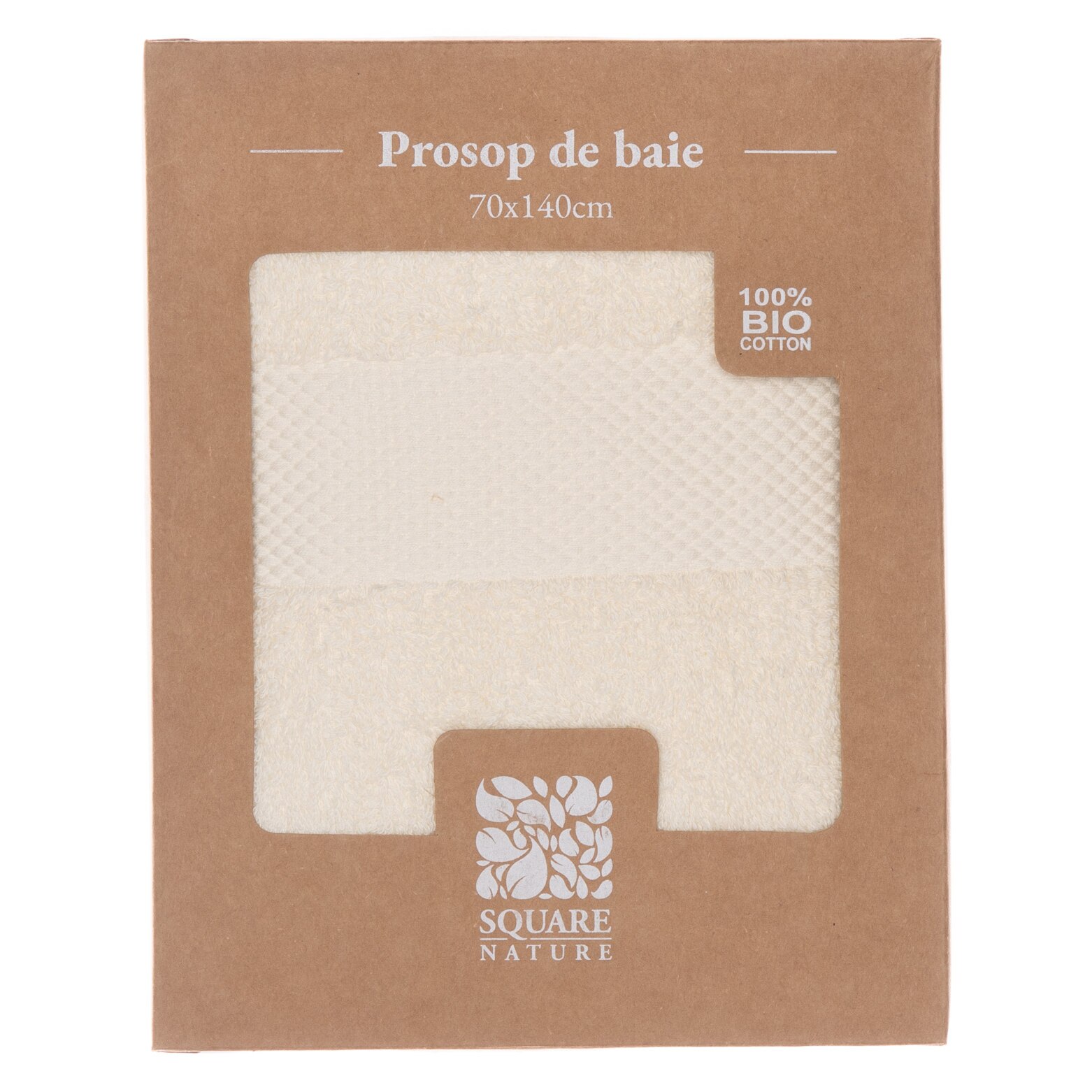 Prosop de baie Square Nature, 70x140 cm, bumbac organic, crem