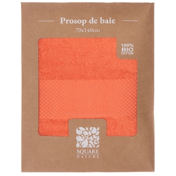 Prosop de baie Square Nature, 70x140 cm, bumbac organic, coral Prosop de baie Square Nature, 70x140 cm, bumbac organic, coral
