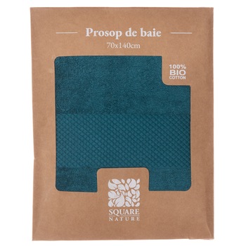 Prosop de baie Square Nature, 70x140 cm, bumbac organic, albastru-petrol Prosop de baie Square Nature, 70x140 cm, bumbac organic, albastru-petrol