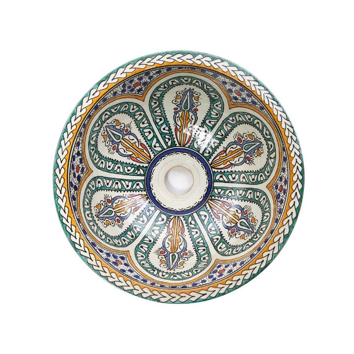 Lavoar Artizan,rotund,Maroc,pictat manual,multicolor,ceramica,montaj pe blat