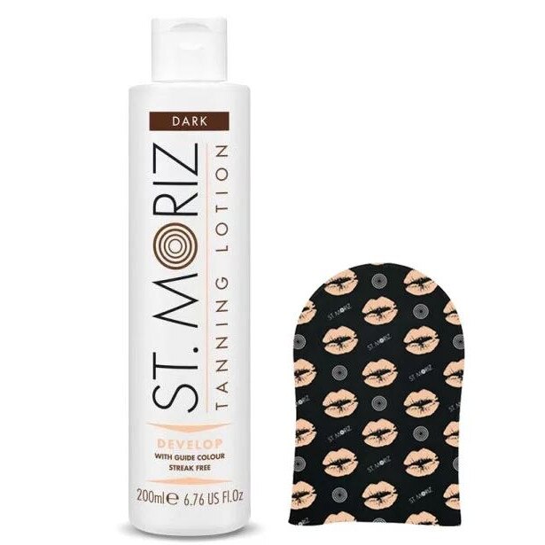 Set pentru autobronzare profesionala ST MORIZ cu Lotiune Dark si Manusa