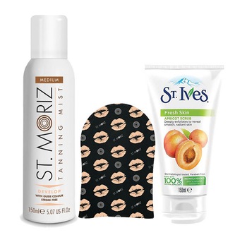 Pachet complet pentru autobronzare profesionala ST MORIZ cu Spray Medium, Manusa si Exfoliant ST IVES Pachet complet pentru autobronzare profesionala ST MORIZ cu Spray Medium, Manusa si Exfoliant ST IVES