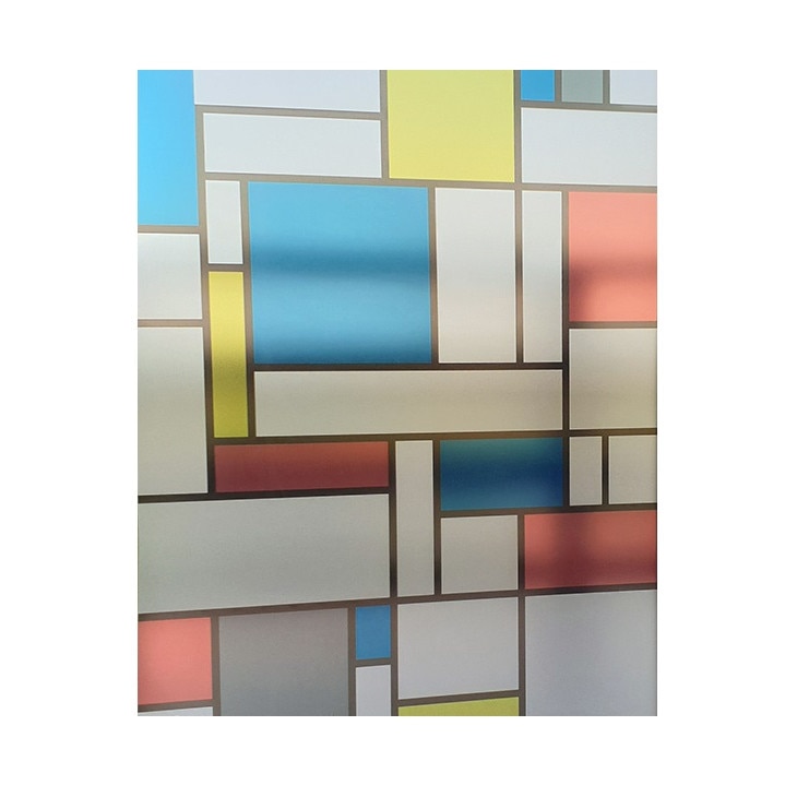 Folie pentru geam decorativa geometric vitralii multicolore, 10 m x 1 m