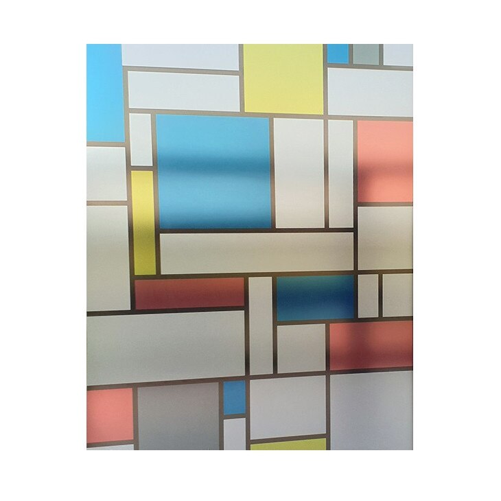 Folie pentru geam decorativa geometric vitralii multicolore, 5 m x 1 m