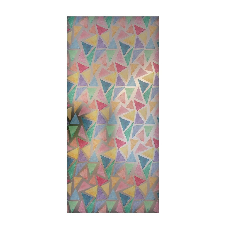 Folie pentru geam decorativa triunghiuri multicolore, 1 m x 2,1 m